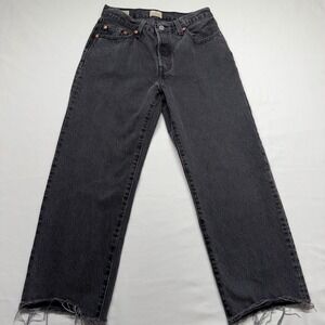 Levi's 501 90s Ankle Jeans Black W27 Raw Hem Straight Leg Vintage Style